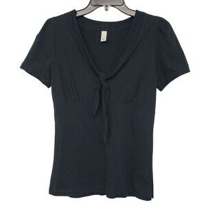 Merona Black Babydoll Top V Neck Cap Sleeve Y2K